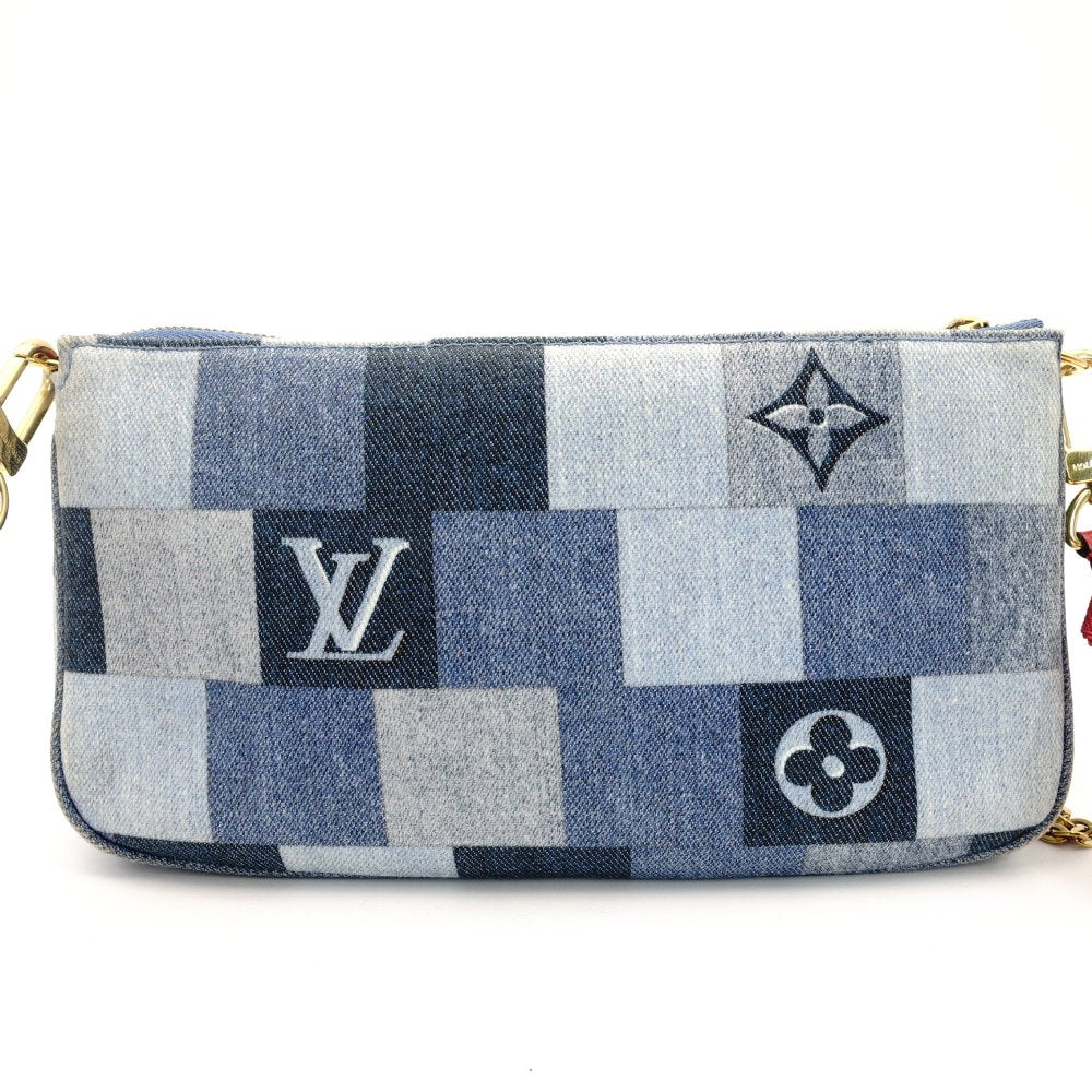 LOUIS VUITTON Multi Pochette Accessoires Monogram Denim Canvas Blue × Red M44990