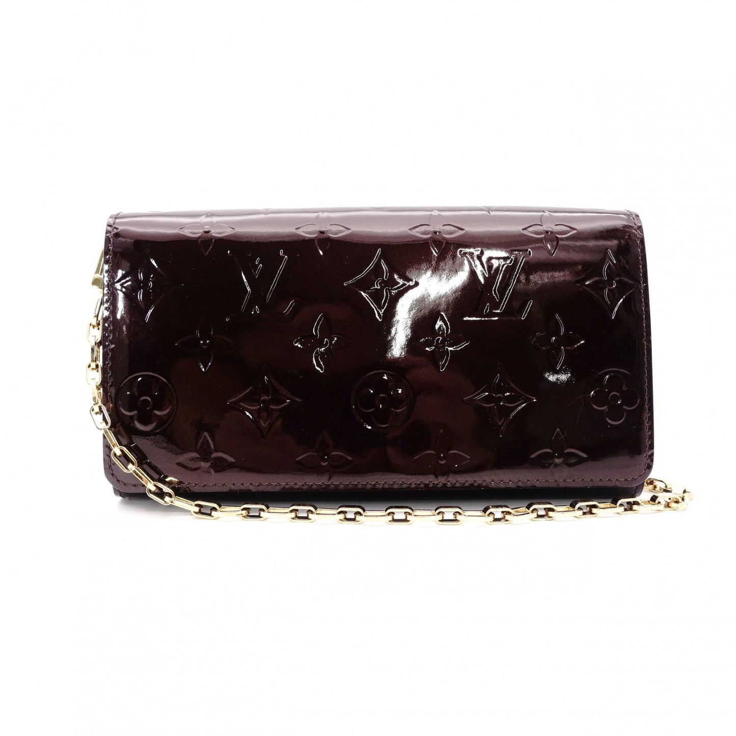 Louis Vuitton Portefeuille Sarah Chain Verni Wallet Chain Amarante