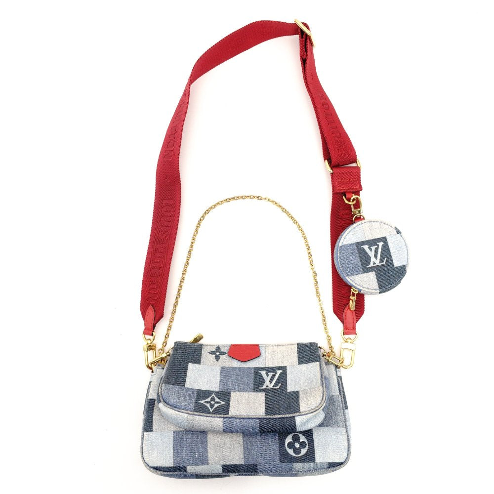 LOUIS VUITTON Multi Pochette Accessoires Monogram Denim Canvas Blue × Red M44990