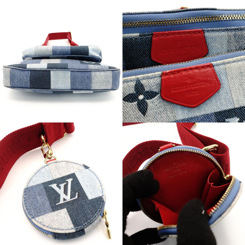 LOUIS VUITTON Multi Pochette Accessoires Monogram Denim Canvas Blue × Red M44990