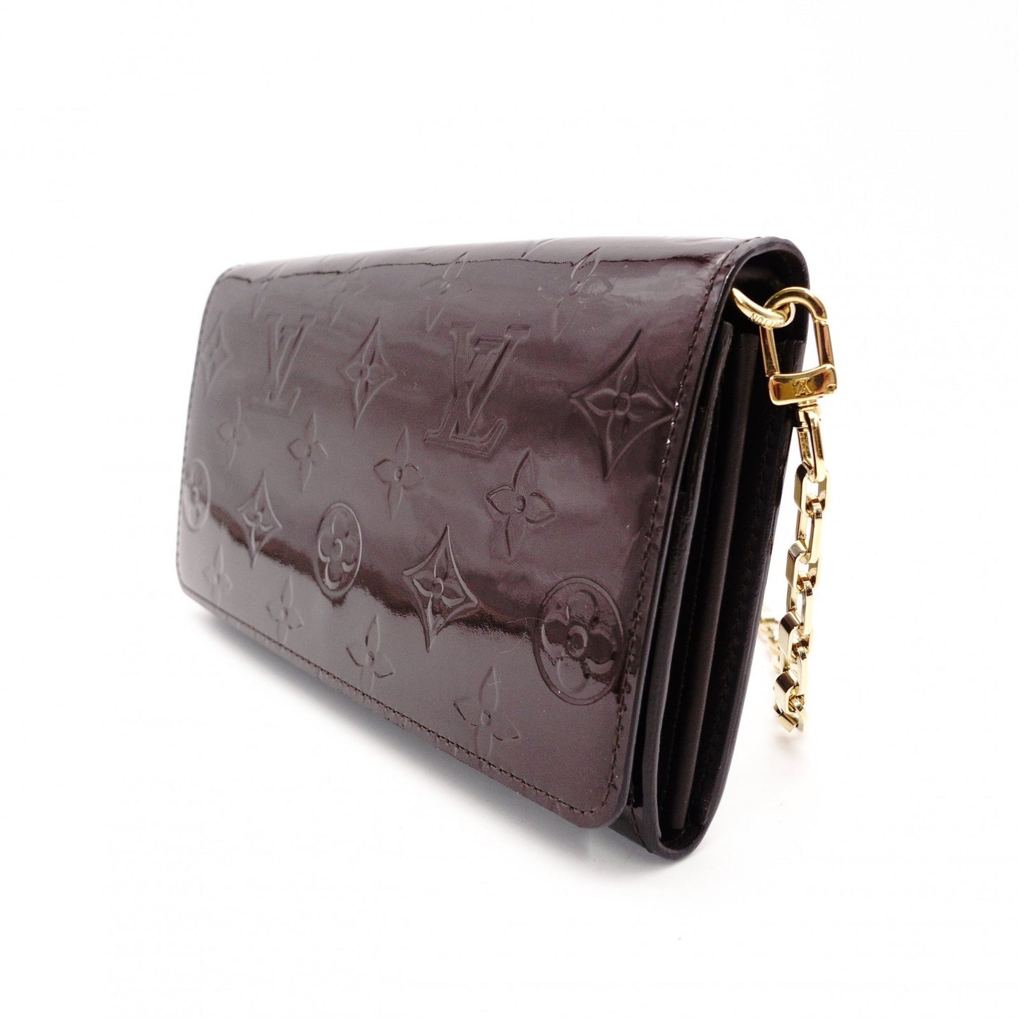 Louis Vuitton Portefeuille Sarah Chain Verni Wallet Chain Amarante