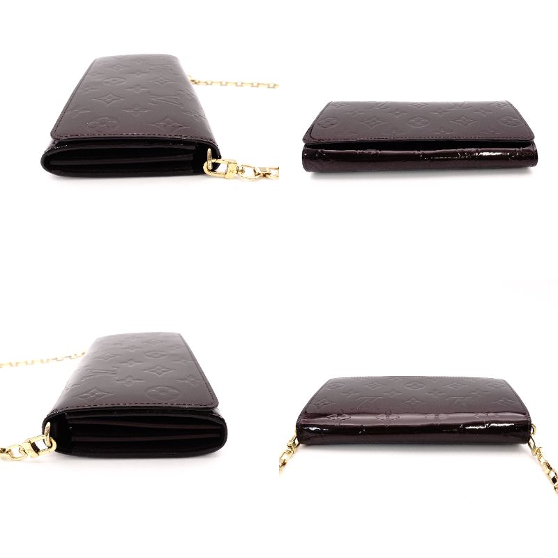 Louis Vuitton Portefeuille Sarah Chain Verni Wallet Chain Amarante
