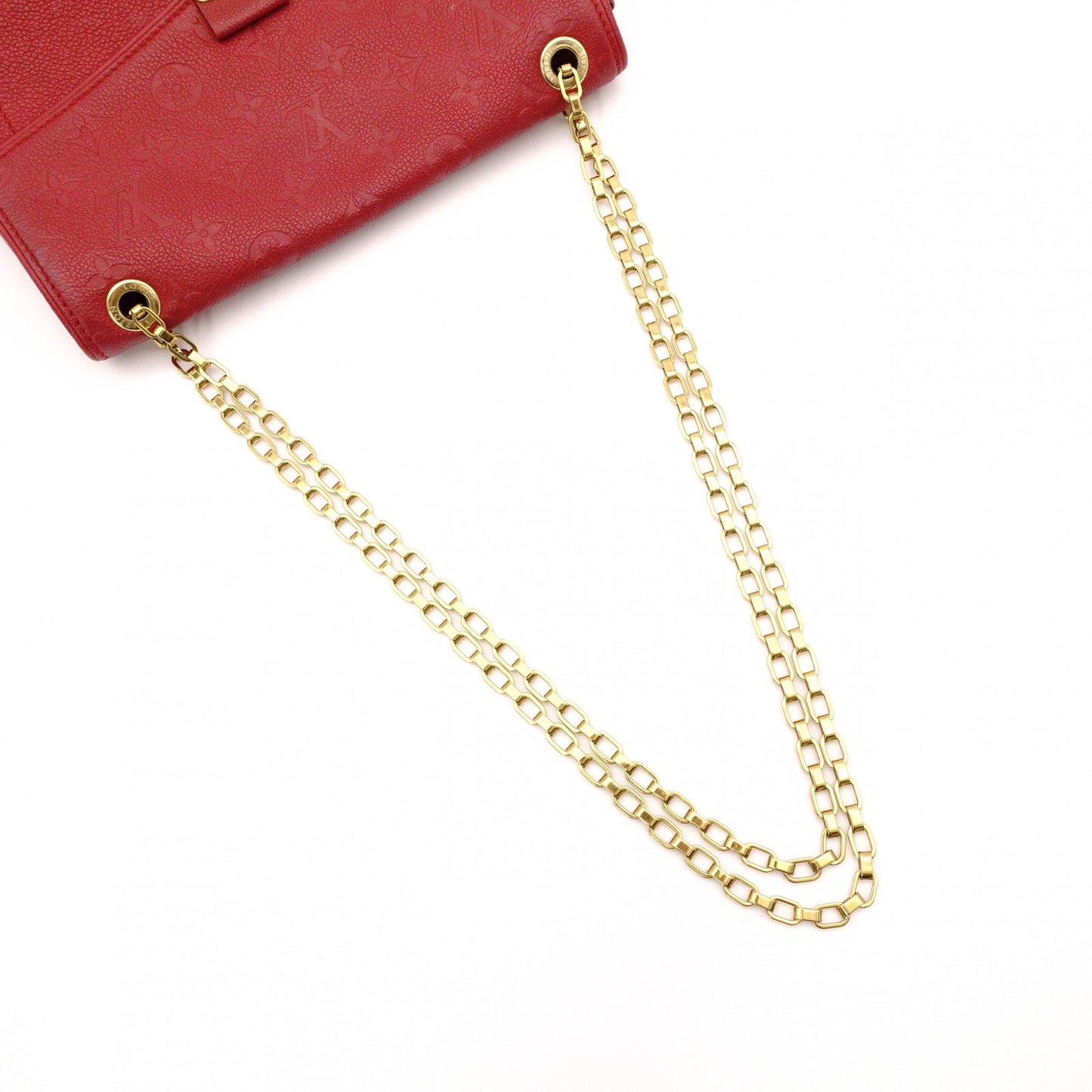 LOUIS VUITTON Saint-Germain Monogram Implant Shoulder Bag, Leather, Red, Crossbody