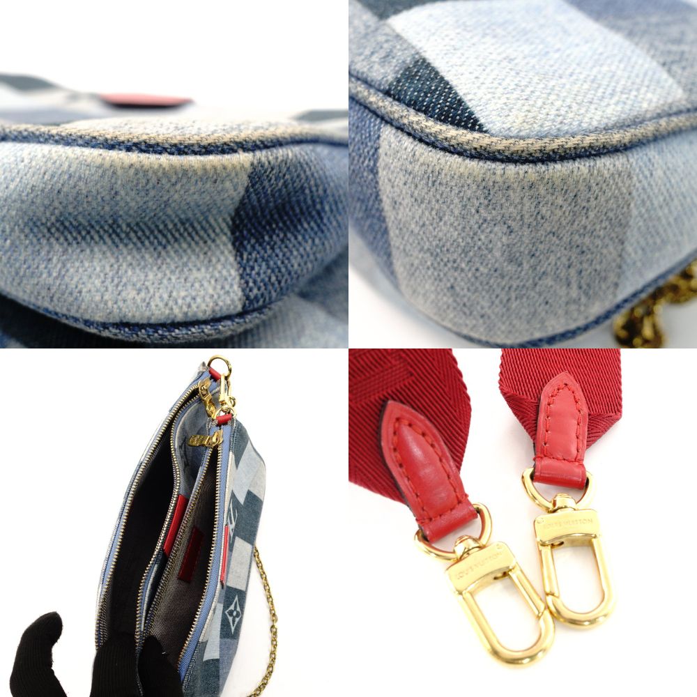 LOUIS VUITTON Multi Pochette Accessoires Monogram Denim Canvas Blue × Red M44990