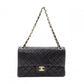 CHANEL W Flap Matelassé Classic Shoulder Bag, Leather, Black, Crossbody