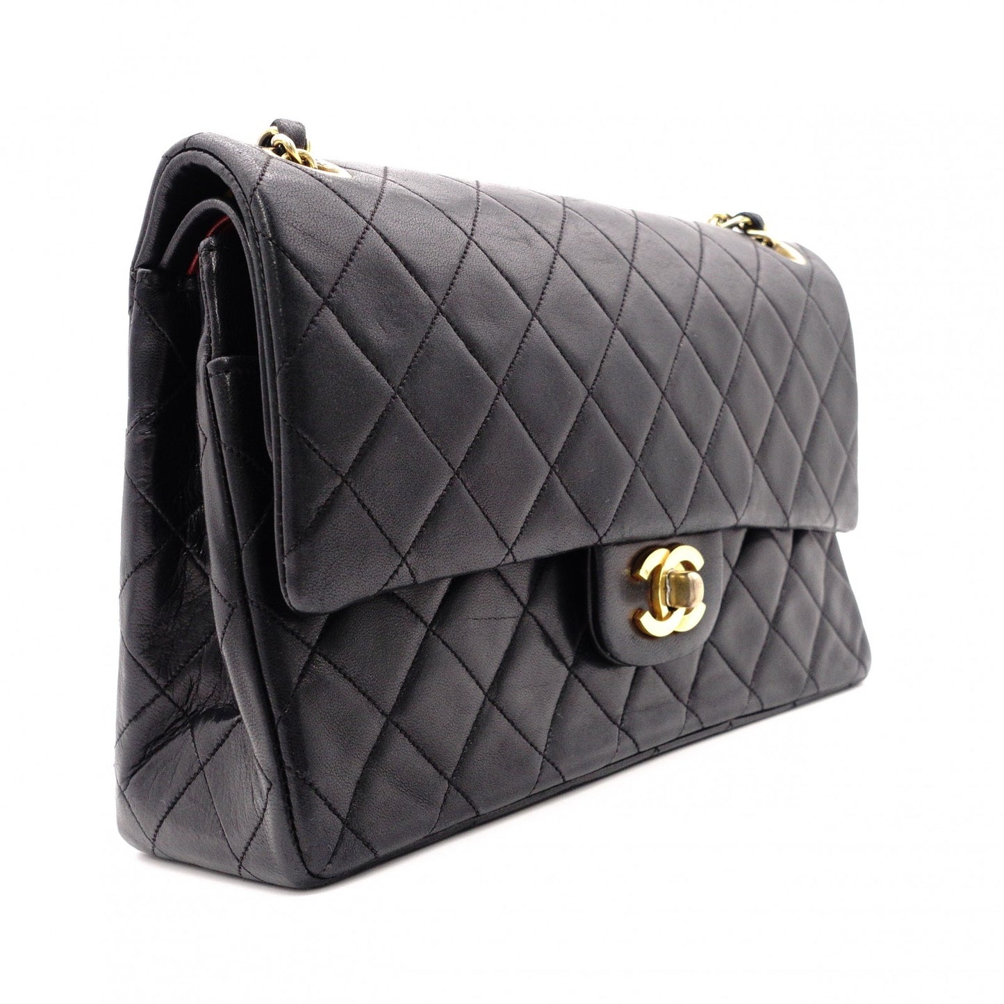 CHANEL W Flap Matelassé Classic Shoulder Bag, Leather, Black, Crossbody