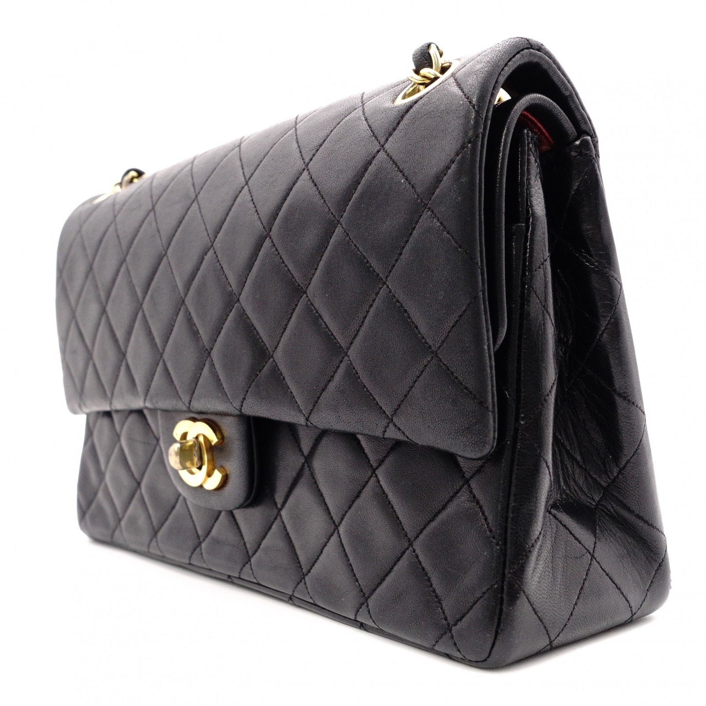 CHANEL W Flap Matelassé Classic Shoulder Bag, Leather, Black, Crossbody