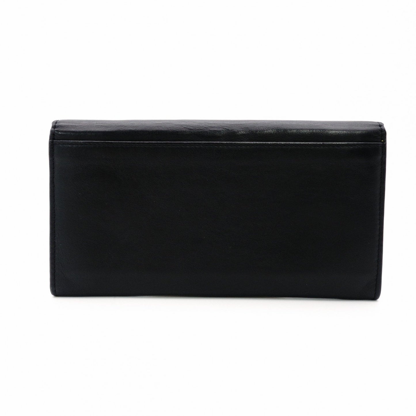 FENDI Continental Long Wallet Leather Black × Yellow Wallet