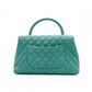 CHANEL Coco Handle Matelassé Handbag, Leather, Green Caviar Skin, 2-Way, Gold Hardware