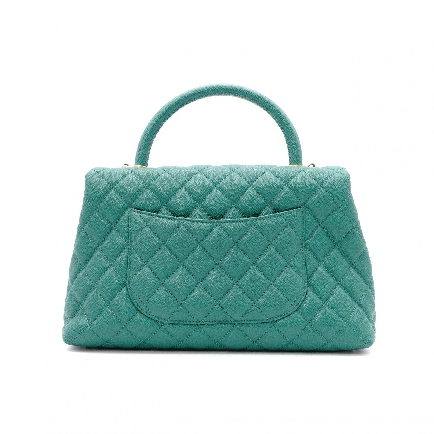 CHANEL Coco Handle Matelassé Handbag, Leather, Green Caviar Skin, 2-Way, Gold Hardware