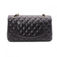 CHANEL W Flap Matelassé Caviar Leather Classic Shoulder Bag, Black Leather with Gold Hardware