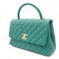 CHANEL Coco Handle Matelassé Handbag, Leather, Green Caviar Skin, 2-Way, Gold Hardware