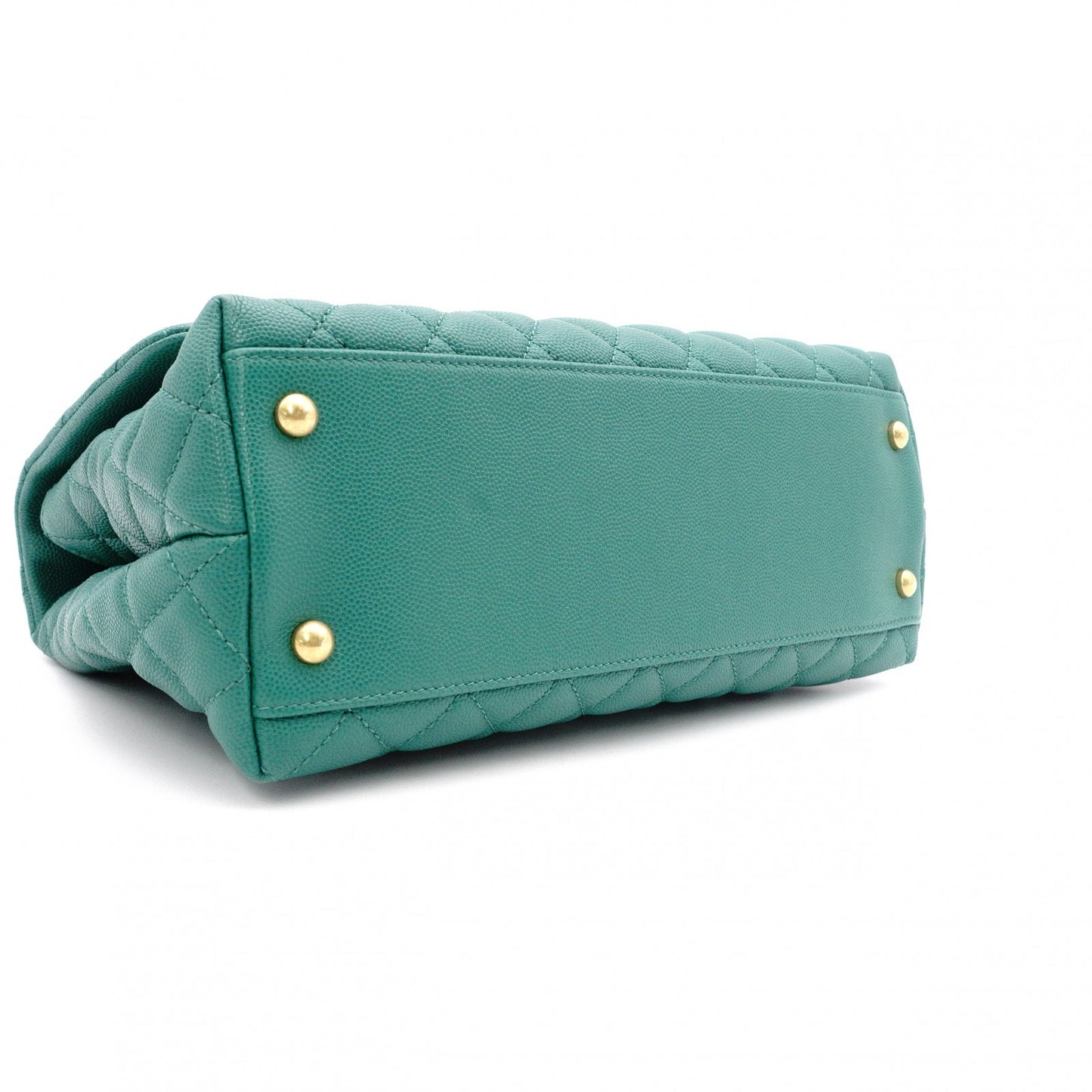 CHANEL Coco Handle Matelassé Handbag, Leather, Green Caviar Skin, 2-Way, Gold Hardware