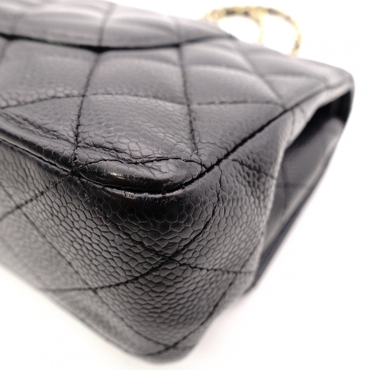 CHANEL W Flap Matelassé Caviar Leather Classic Shoulder Bag, Black Leather with Gold Hardware