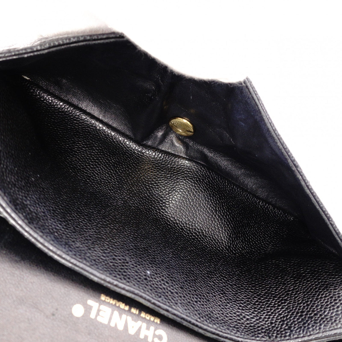 CHANEL W Flap Matelassé Caviar Leather Classic Shoulder Bag, Black Leather with Gold Hardware