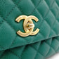 CHANEL Coco Handle Matelassé Handbag, Leather, Green Caviar Skin, 2-Way, Gold Hardware