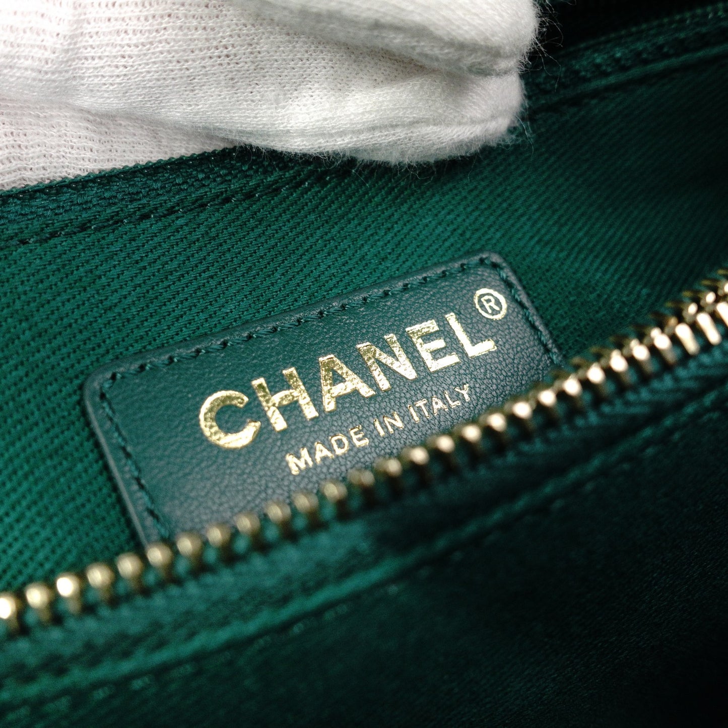 CHANEL Coco Handle Matelassé Handbag, Leather, Green Caviar Skin, 2-Way, Gold Hardware