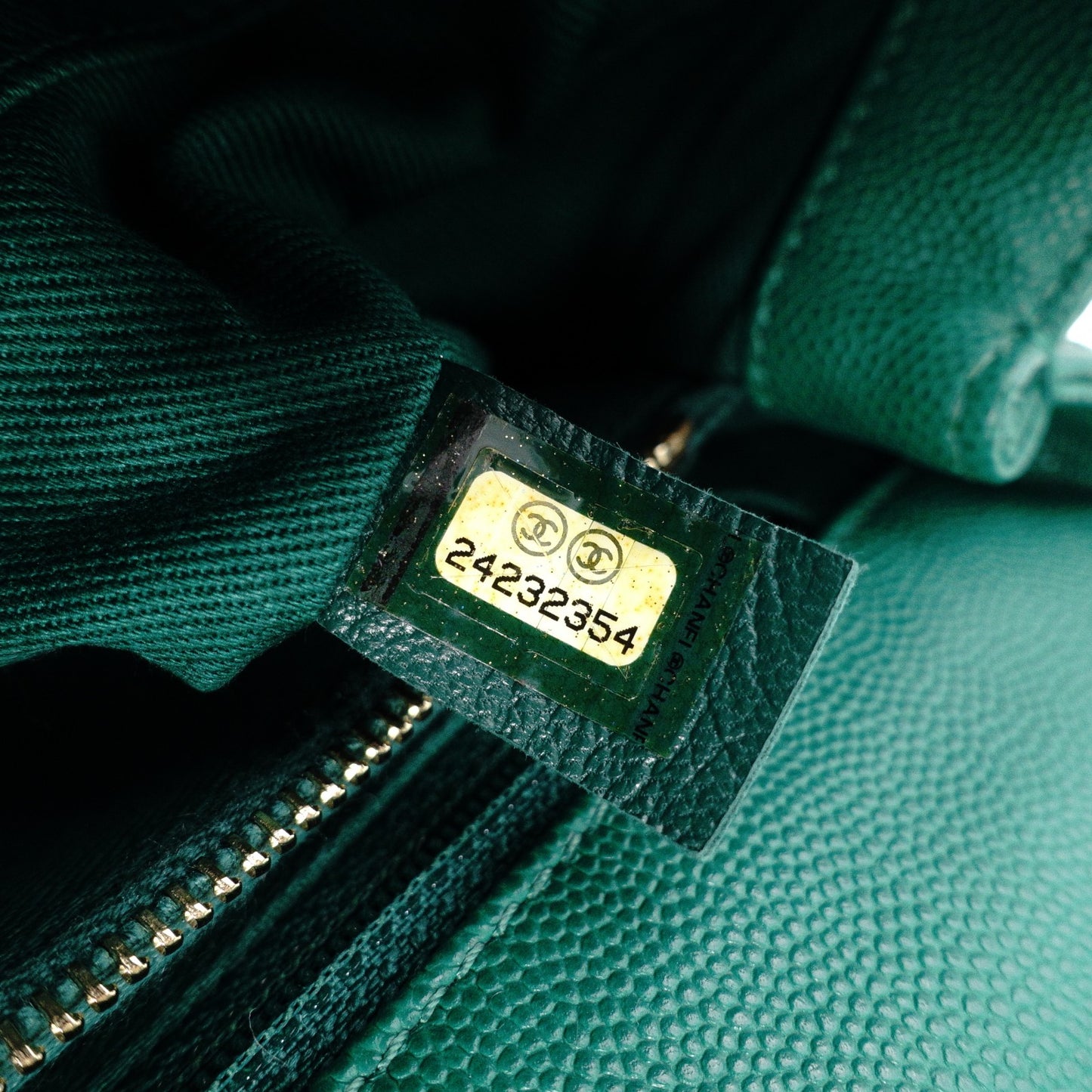 CHANEL Coco Handle Matelassé Handbag, Leather, Green Caviar Skin, 2-Way, Gold Hardware