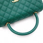 CHANEL Coco Handle Matelassé Handbag, Leather, Green Caviar Skin, 2-Way, Gold Hardware