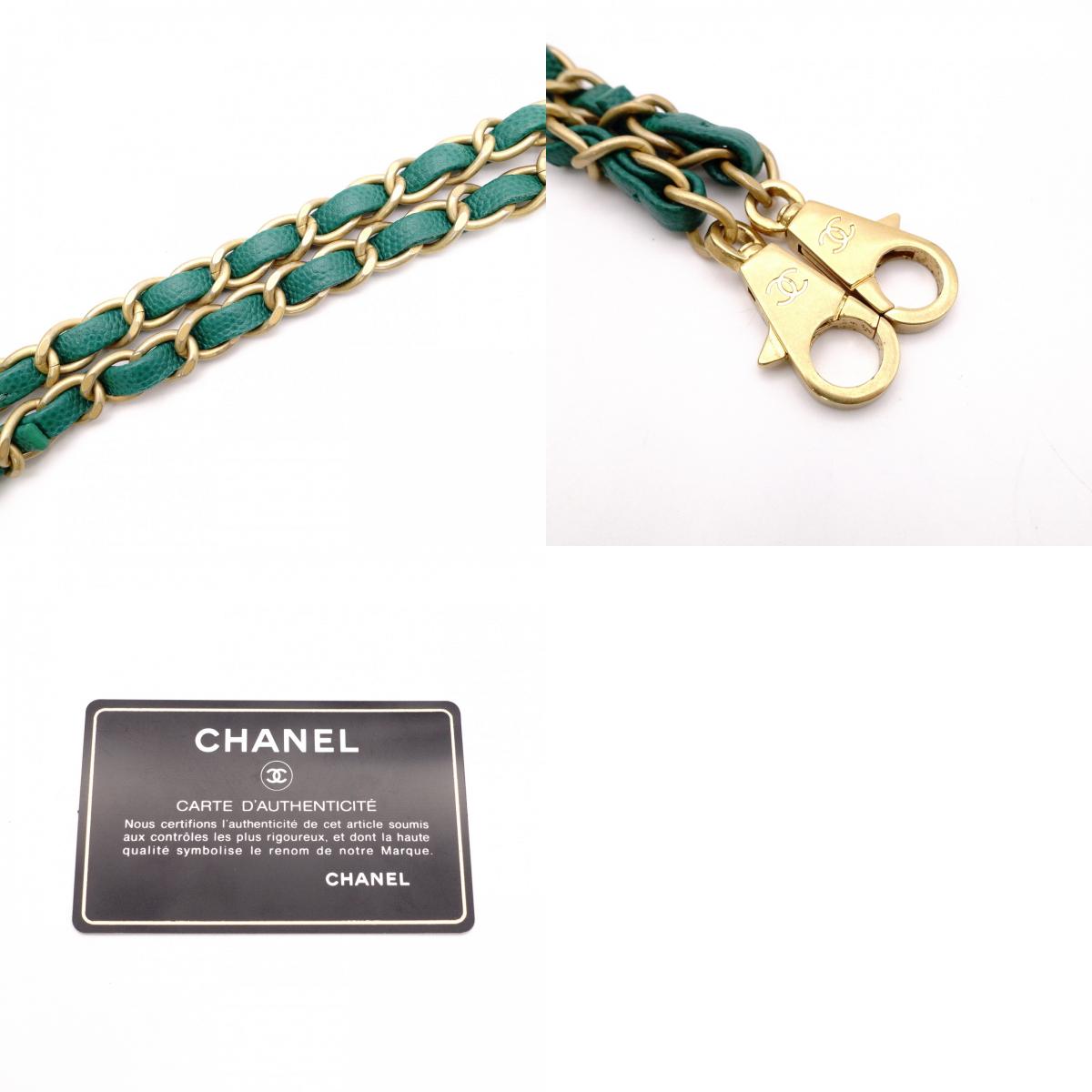 CHANEL Coco Handle Matelassé Handbag, Leather, Green Caviar Skin, 2-Way, Gold Hardware
