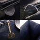 Celine Circle Logo Vintage Handbag Navy Leather Gold Hardware 7-9-246