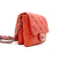 CHANEL Chain Shoulder Bag, Matelassé Shoulder Bag, Leather, Red, Crossbody, Silver Hardware