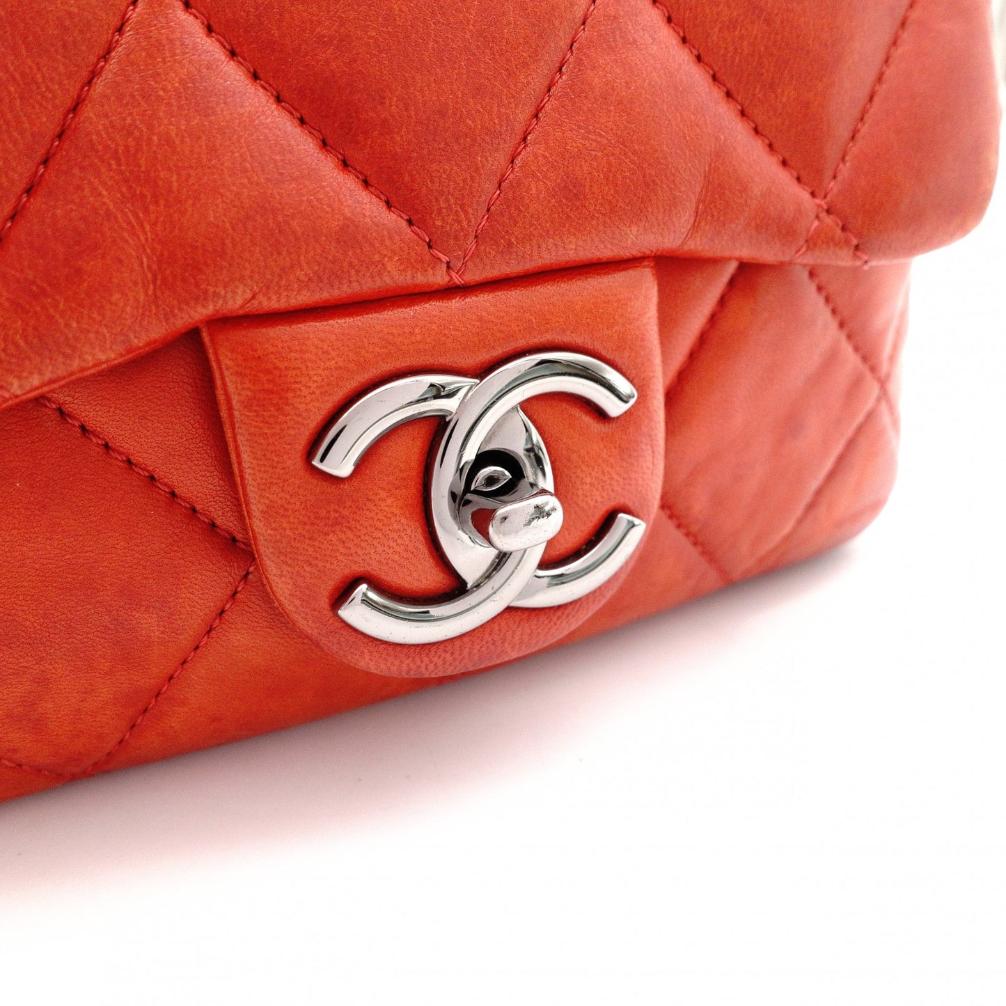 CHANEL Chain Shoulder Bag, Matelassé Shoulder Bag, Leather, Red, Crossbody, Silver Hardware