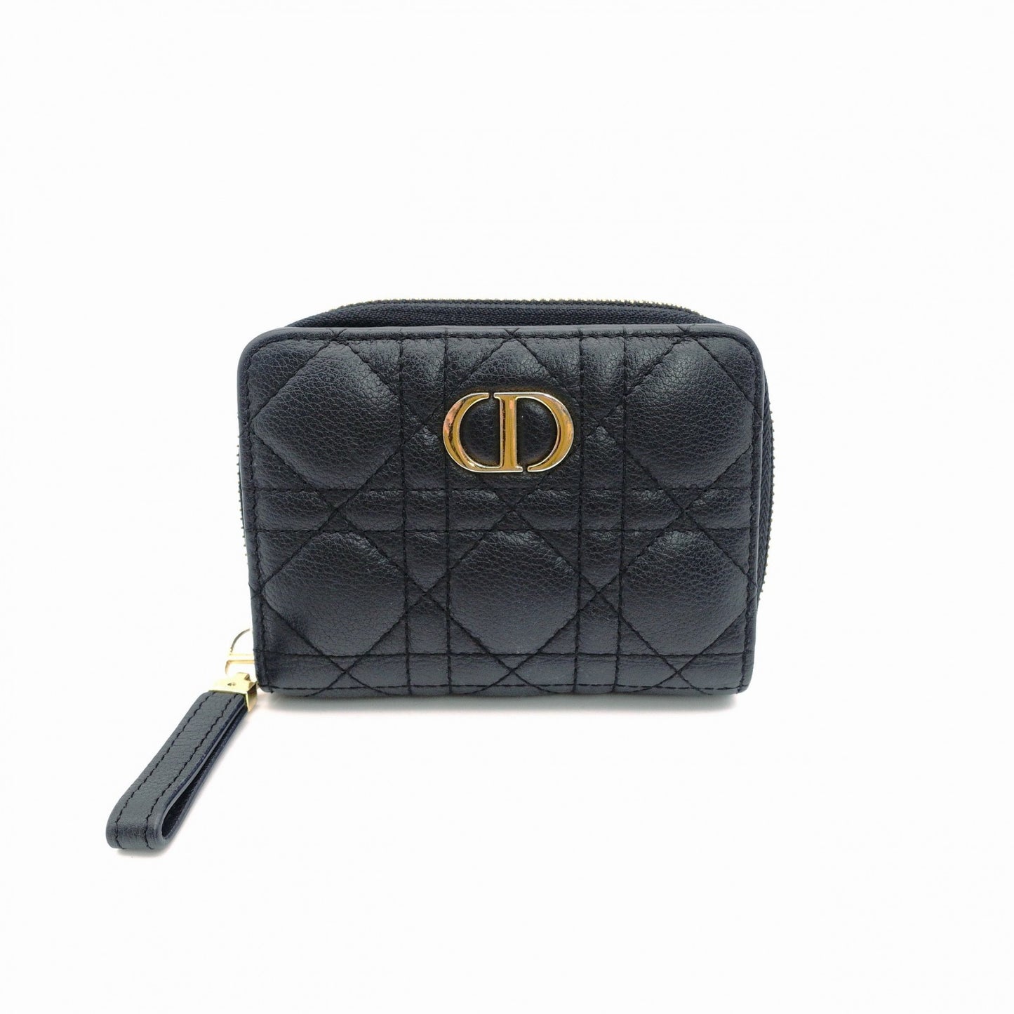 Dior Caro Bifold Wallet Leather Black CD Logo