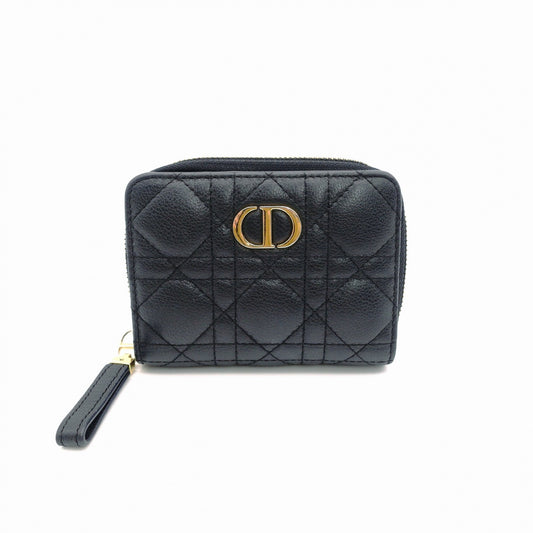 Dior Caro Bifold Wallet Leather Black CD Logo