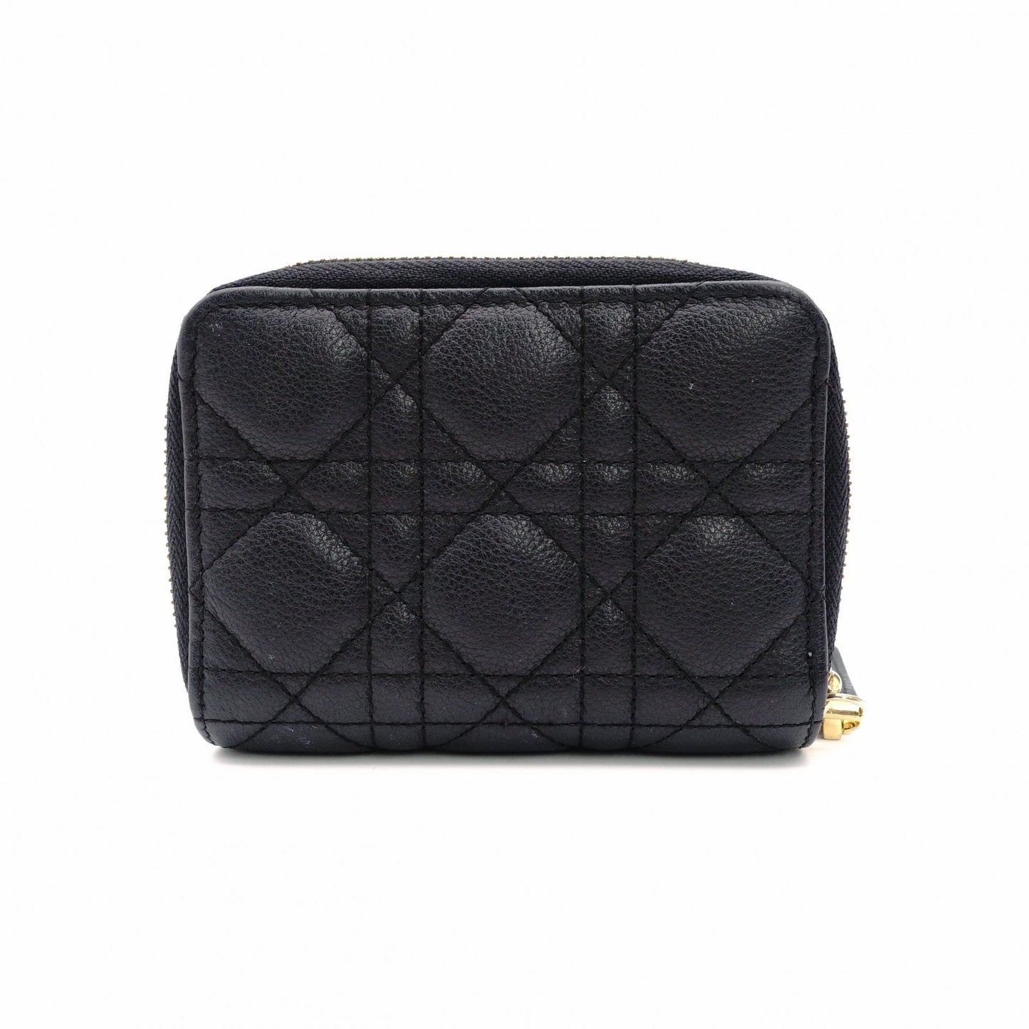 Dior Caro Bifold Wallet Leather Black CD Logo
