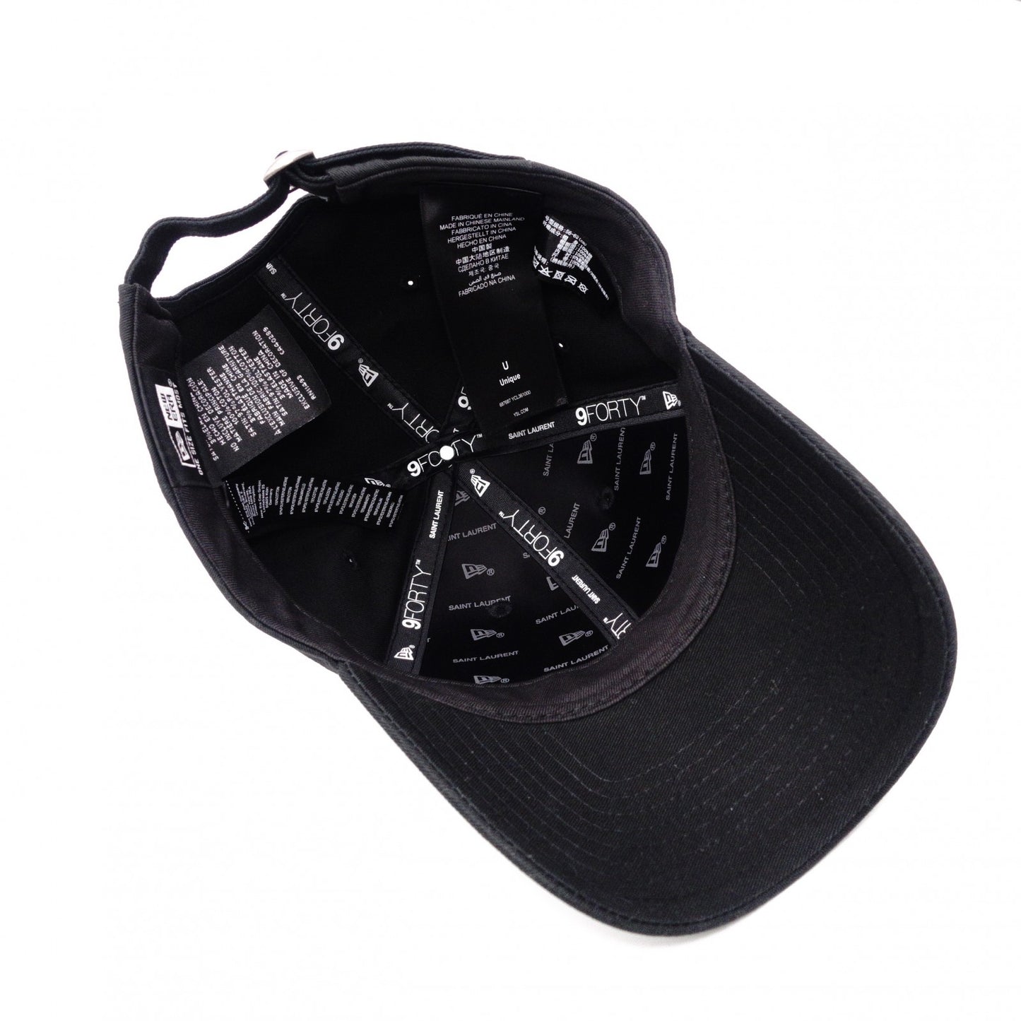 Saint Laurent x New Era Collaboration Baseball Cap, Canvas, Black, YSL Logo