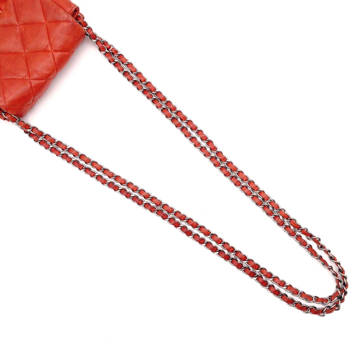 CHANEL Chain Shoulder Bag, Matelassé Shoulder Bag, Leather, Red, Crossbody, Silver Hardware