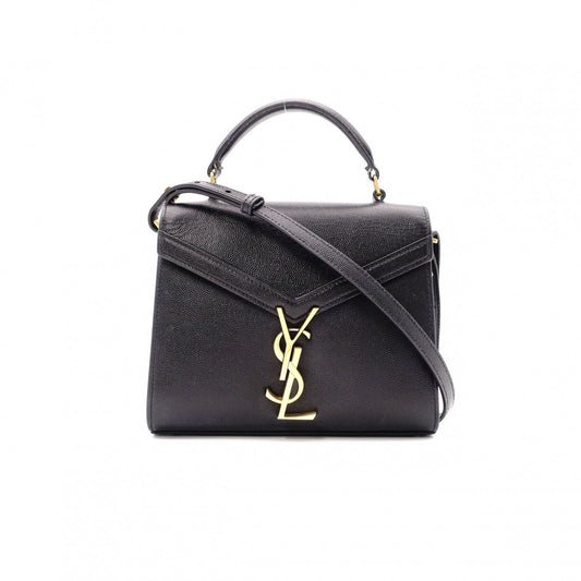 SAINT LAURENT Cassandra Handbag, Leather, Black, 2-Way, Gold Hardware, Crossbody