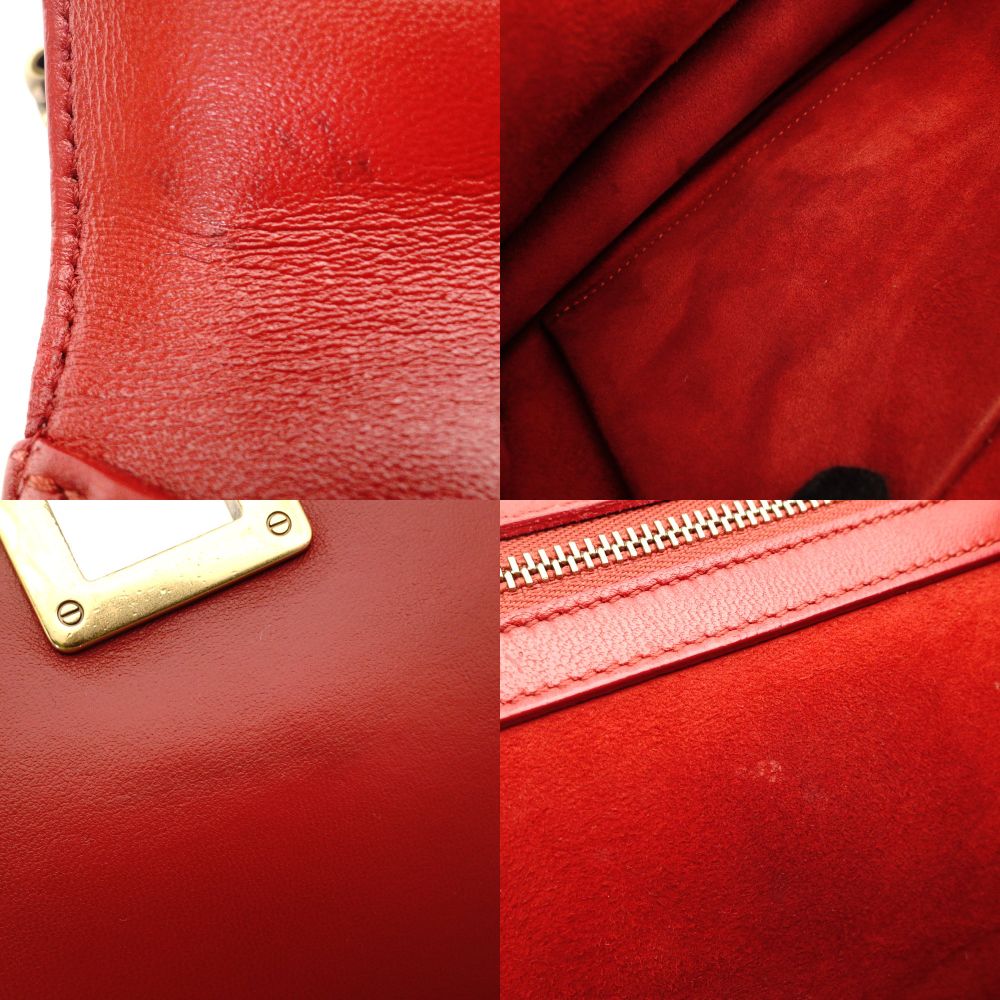 Christian Dior Diorama Chain Shoulder Bag Red Leather Gold Hardware Crossbody 7-10-103