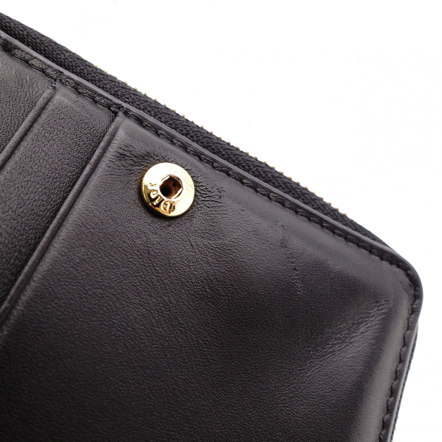 Dior Caro Bifold Wallet Leather Black CD Logo