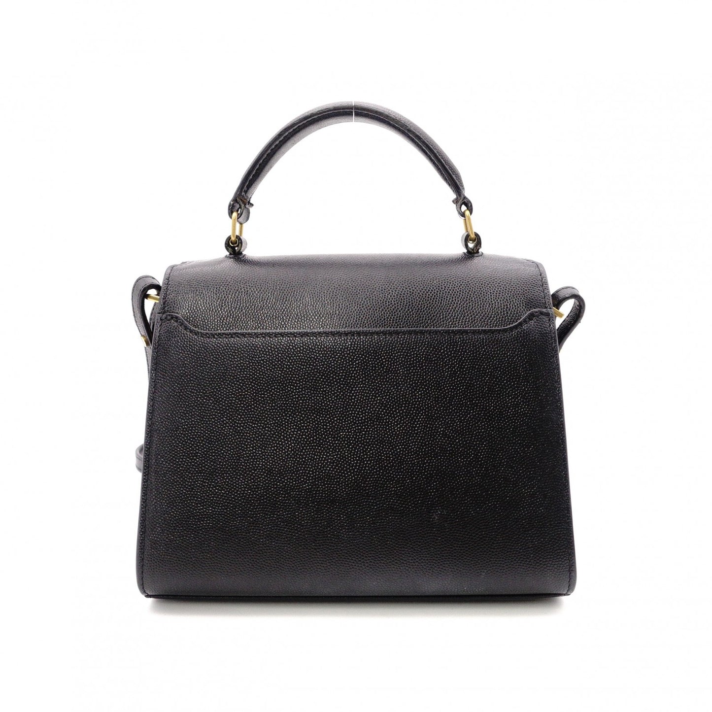 SAINT LAURENT Cassandra Handbag, Leather, Black, 2-Way, Gold Hardware, Crossbody