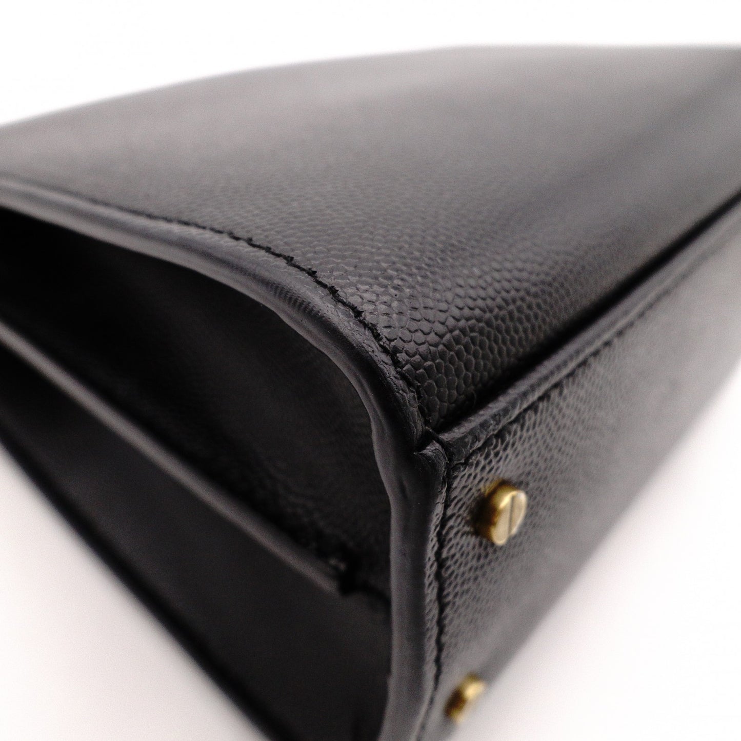 SAINT LAURENT Cassandra Handbag, Leather, Black, 2-Way, Gold Hardware, Crossbody
