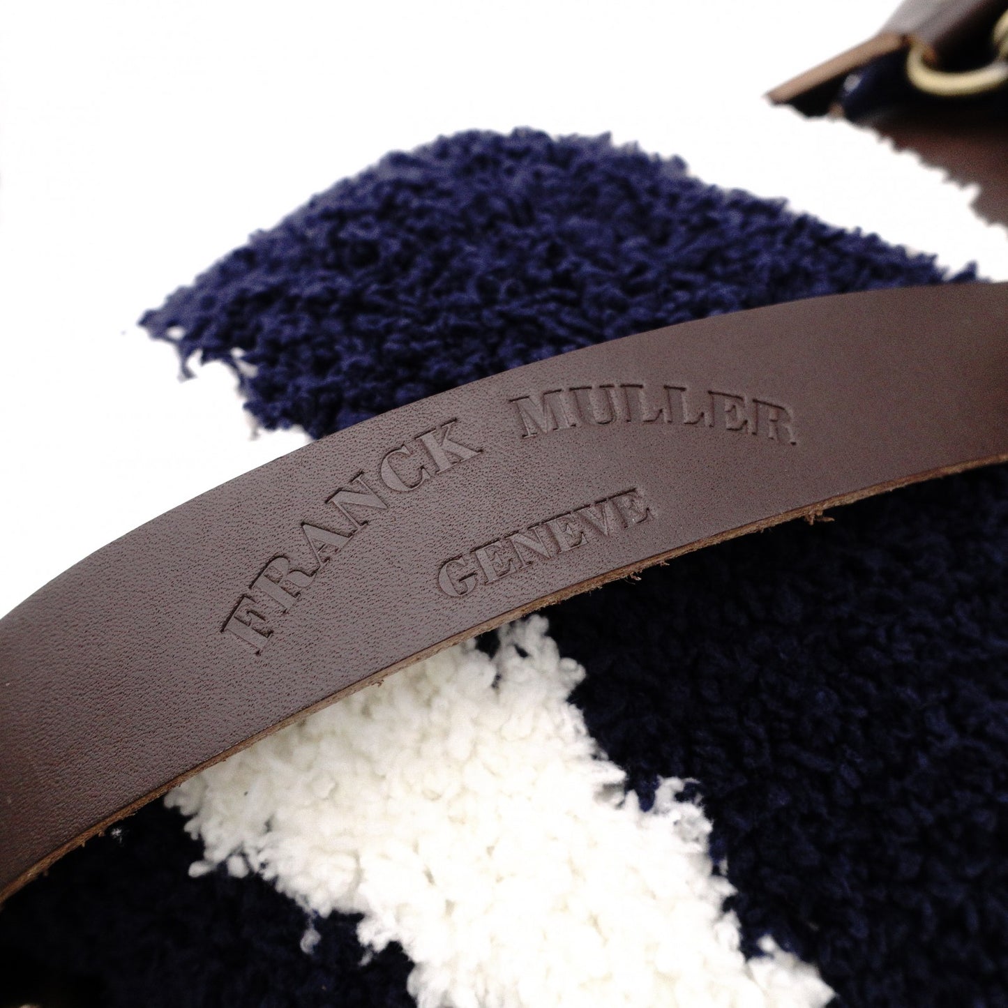 Unused, with tags: Kashiware x Franck Muller Collaboration Blanket, Navy and White