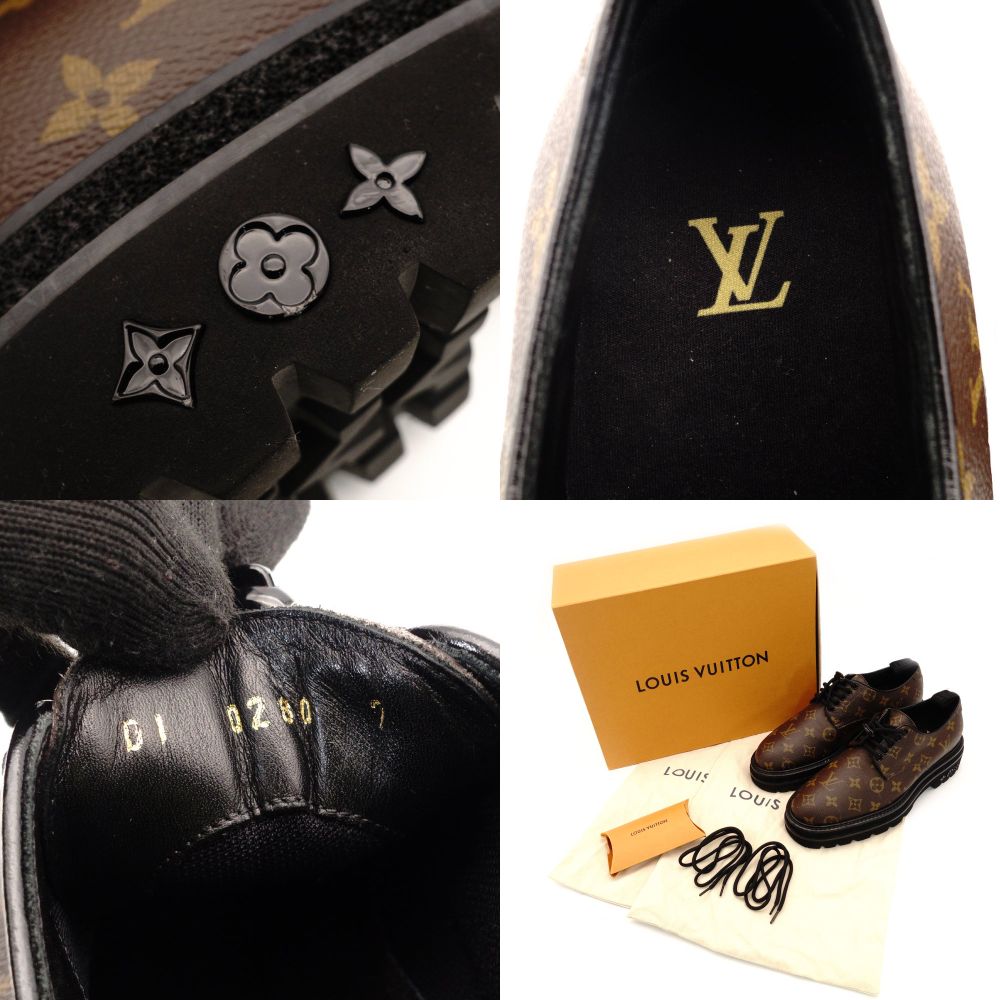 Louis Vuitton Black Ice Line Derby Shoes Men's Monogram Canvas 2021 Size 7 With Box 7-10-846