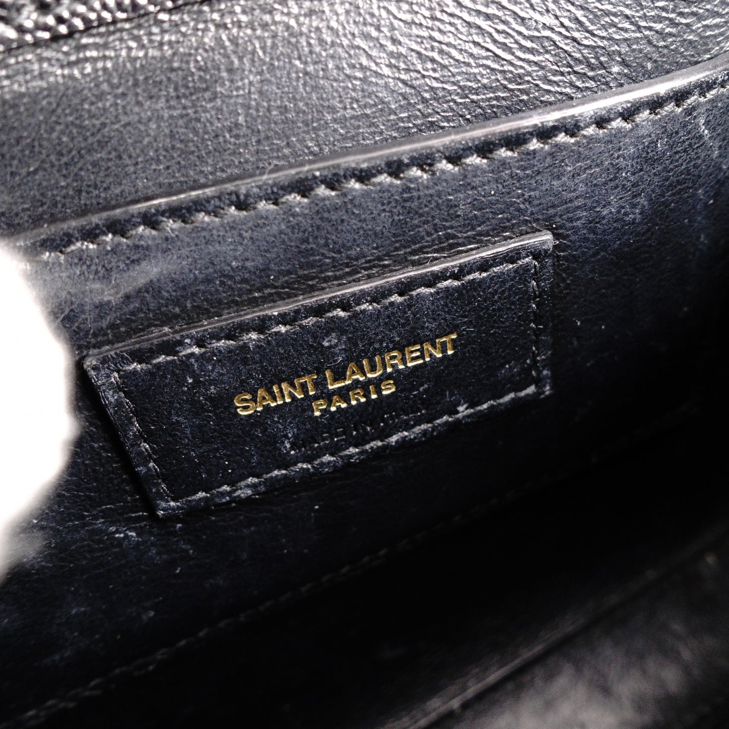 SAINT LAURENT Cassandra Handbag, Leather, Black, 2-Way, Gold Hardware, Crossbody