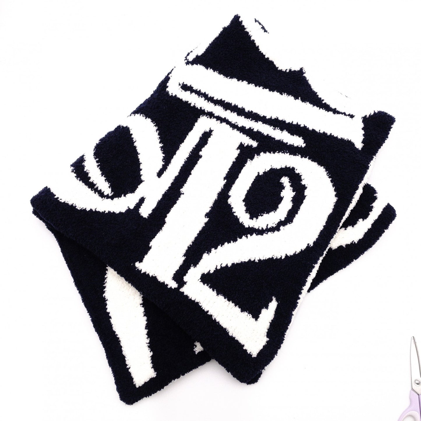 Unused, with tags: Kashiware x Franck Muller Collaboration Blanket, Navy and White