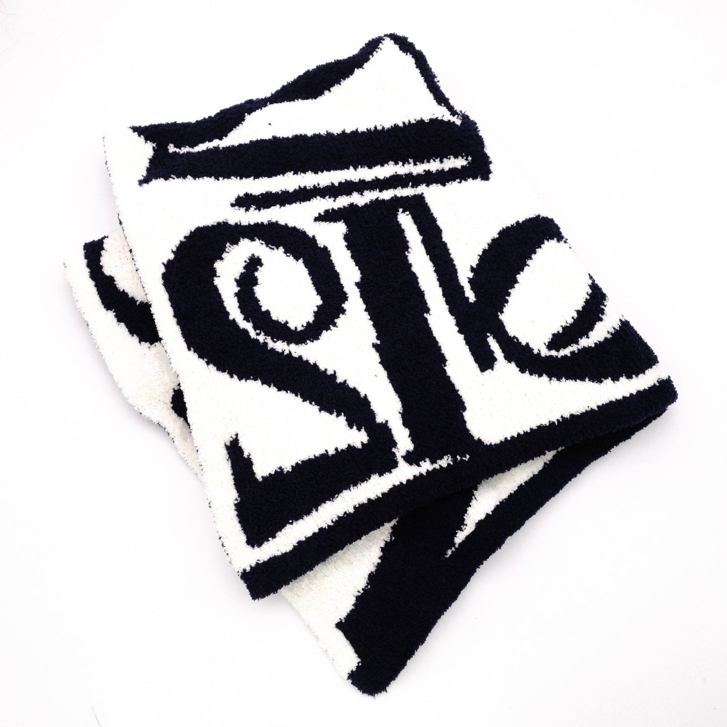 Unused, with tags: Kashiware x Franck Muller Collaboration Blanket, Navy and White