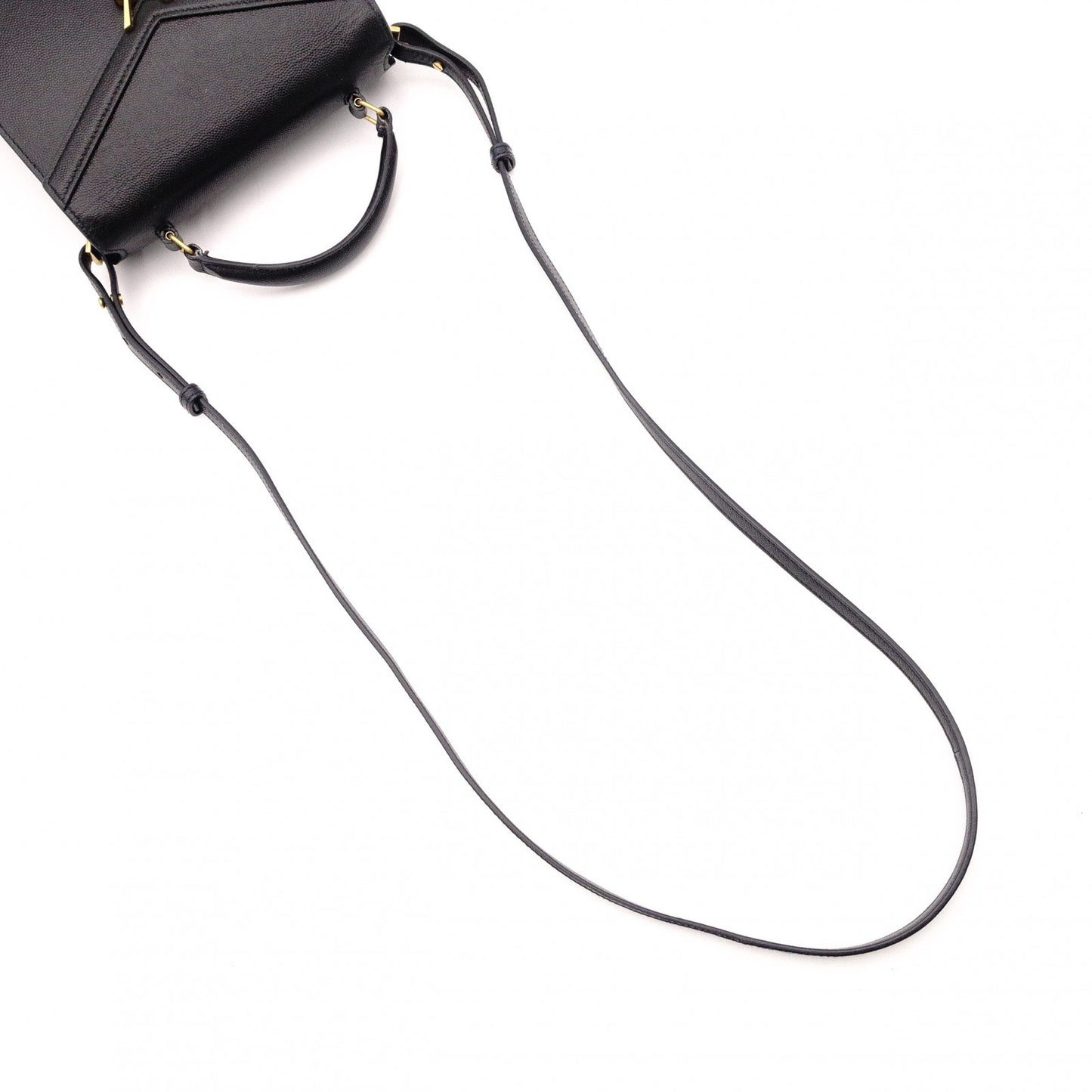 SAINT LAURENT Cassandra Handbag, Leather, Black, 2-Way, Gold Hardware, Crossbody