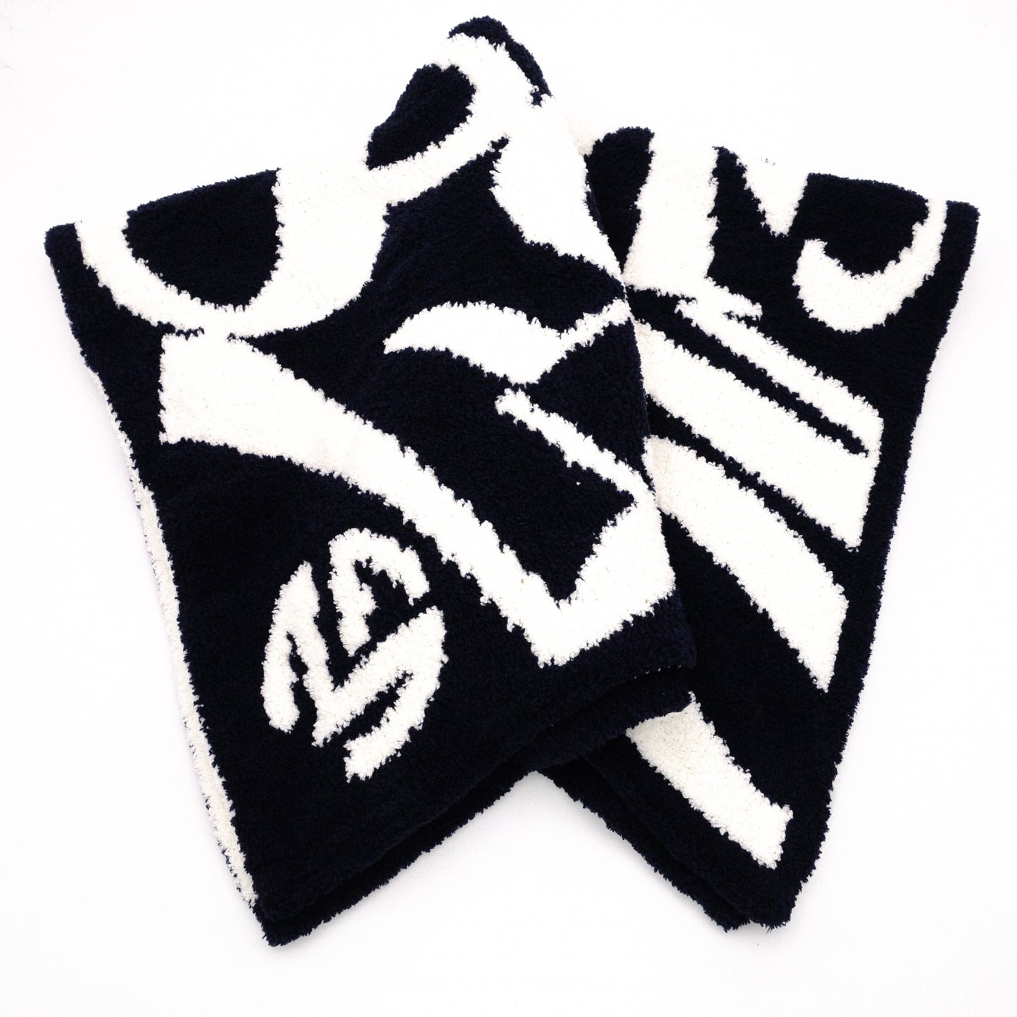 Unused, with tags: Kashiware x Franck Muller Collaboration Blanket, Navy and White