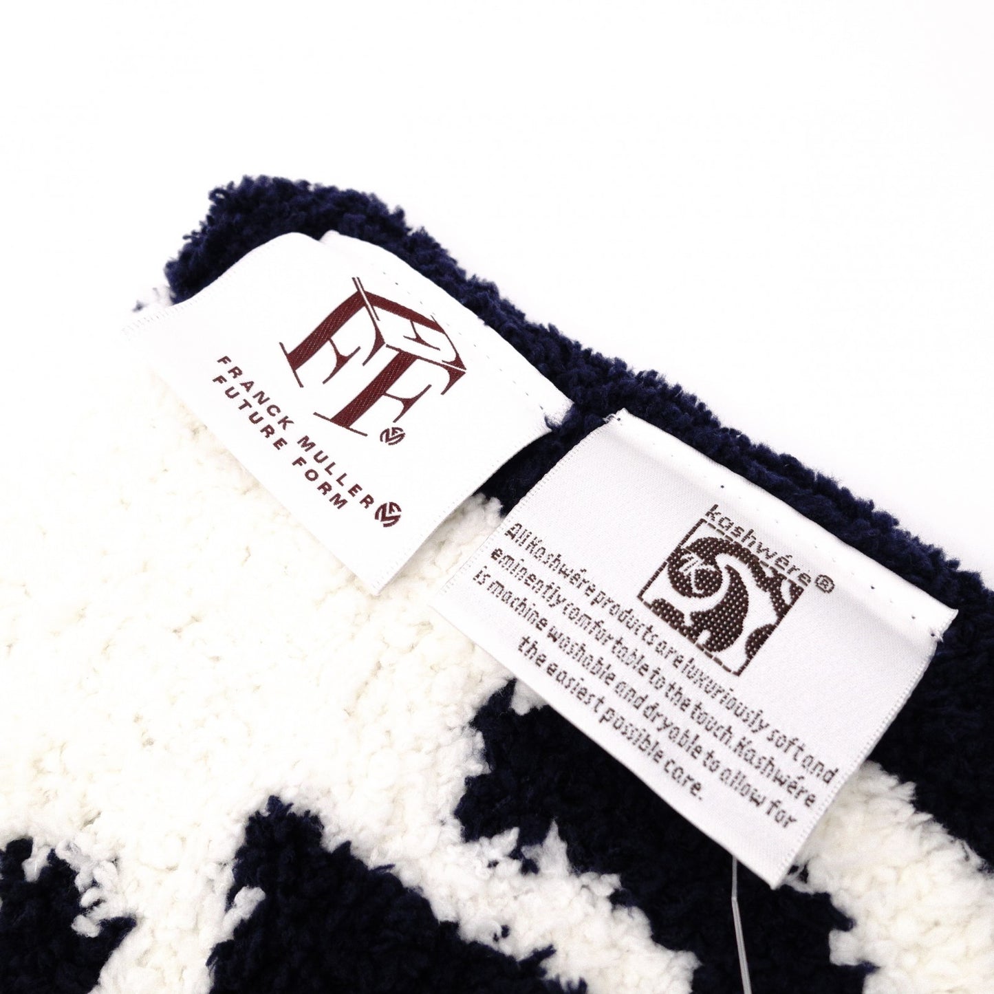 Unused, with tags: Kashiware x Franck Muller Collaboration Blanket, Navy and White
