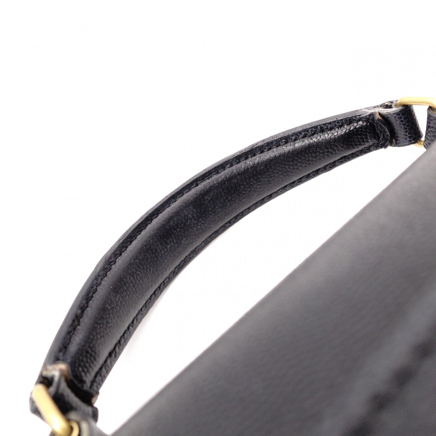 SAINT LAURENT Cassandra Handbag, Leather, Black, 2-Way, Gold Hardware, Crossbody