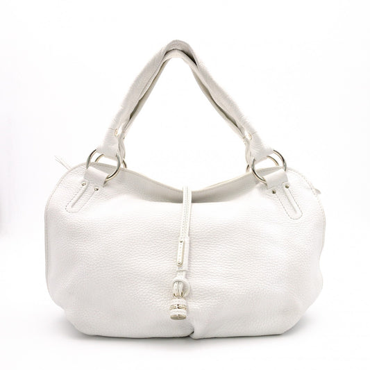 CELINE Hobo Bittersweet Handbag, Leather, White, Single-Shoulder Bag