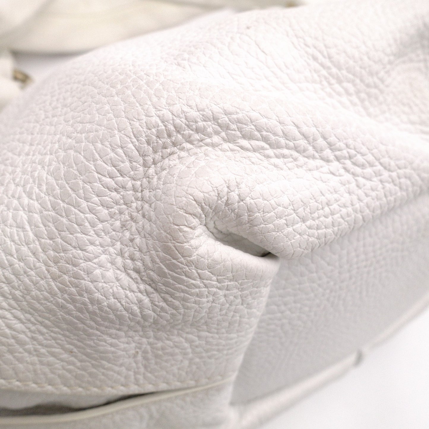 CELINE Hobo Bittersweet Handbag, Leather, White, Single-Shoulder Bag