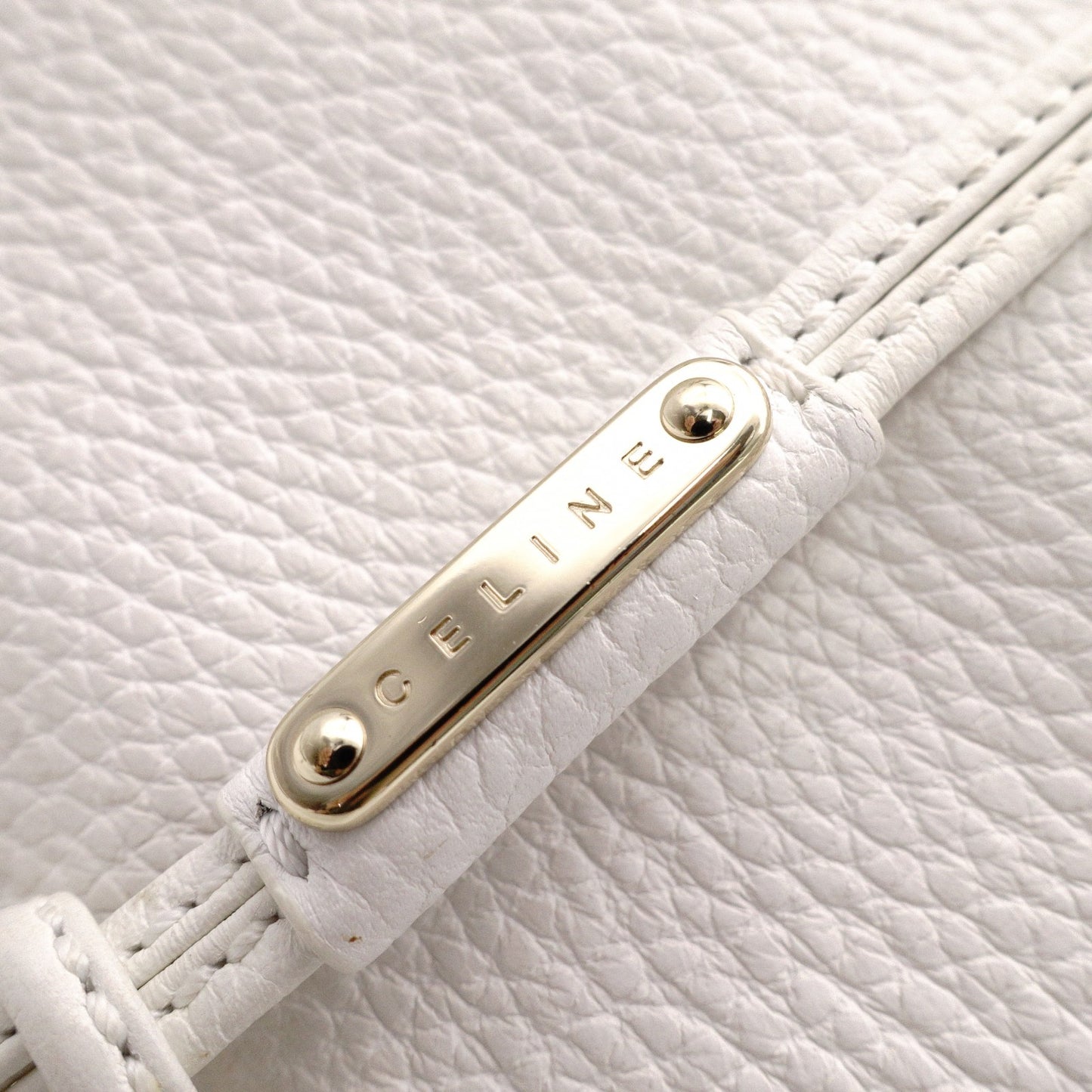 CELINE Hobo Bittersweet Handbag, Leather, White, Single-Shoulder Bag