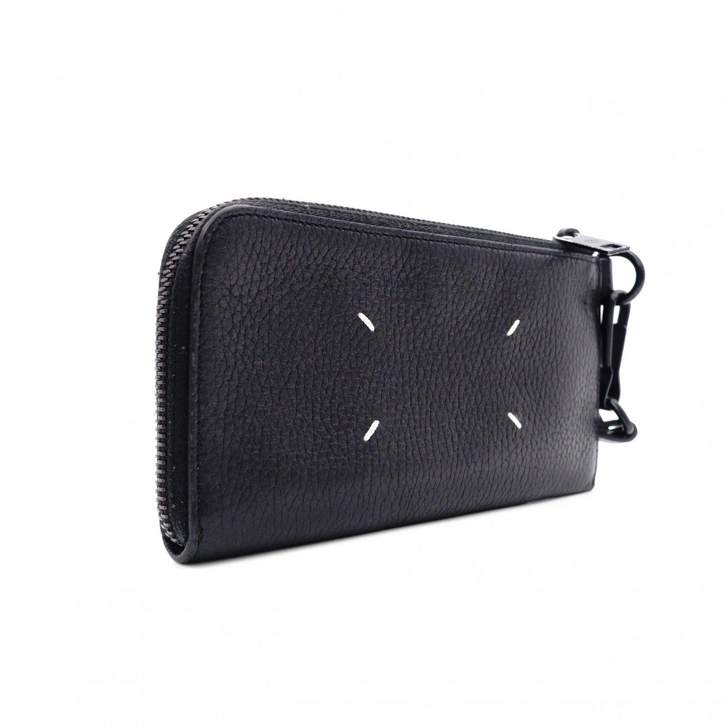 Maison Margiela 4-Stitch Long Wallet with Strap, Leather, Black, Men's